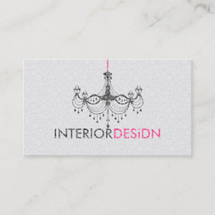 Svartvit och Rosa Chandelier-Inredingsdesign Visitkort