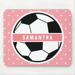 Svartvit och Rosa Girly Sporty Soccer Monogram Musmatta