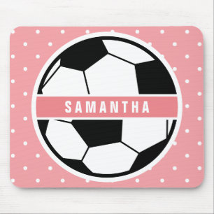 Svartvit och Rosa Girly Sporty Soccer Monogram Musmatta