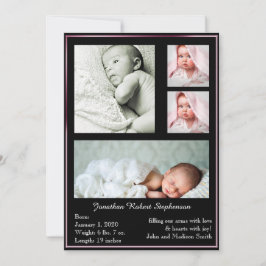 Svartvit och Rosa multifoto-Baby Ram Meddelande