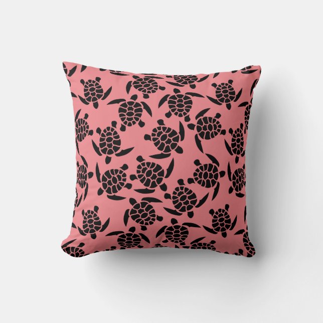 Svartvit och Rosa - repetera motif | Sea Turtle Mö Kudde (Framsida)