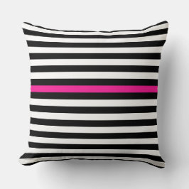 Svartvit och Shock rosa Narrow Rand Kudde