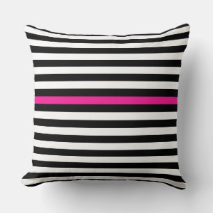 Svartvit och Shock rosa Narrow Rand Kudde