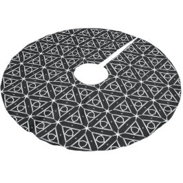 Svartvit och Silver Geometric mönster Julgransmatta Borstad Polyester