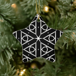 Svartvit och Silver Geometric mönster Julgransprydnad Keramik