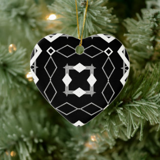 Svartvit och Silver Geometric mönster Julgransprydnad Keramik