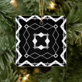 Svartvit och Silver Geometric mönster Julgransprydnad Keramik