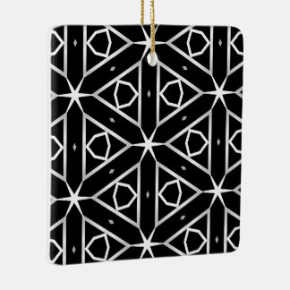 Svartvit och Silver Geometric mönster Julgransprydnad Keramik