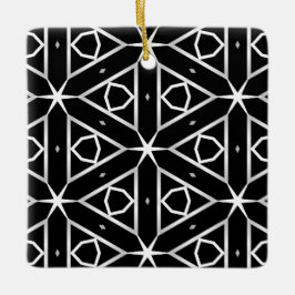 Svartvit och Silver Geometric mönster Julgransprydnad Keramik