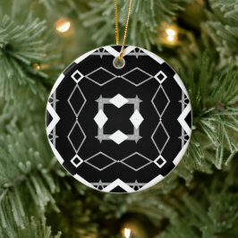 Svartvit och Silver Geometric mönster Julgransprydnad Keramik