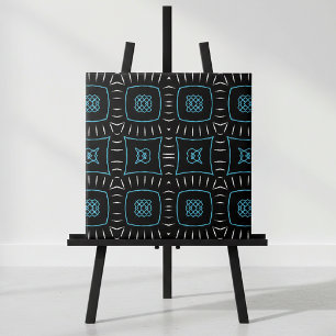 Svartvit och skalmodern Geometric Mönster Kakelplatta