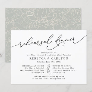 Svartvit och vit Elegant - middag Inbjudningar