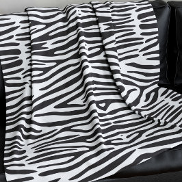Svartvit och vit fiskeflotta från zebra tryck Möns Fleecefilt