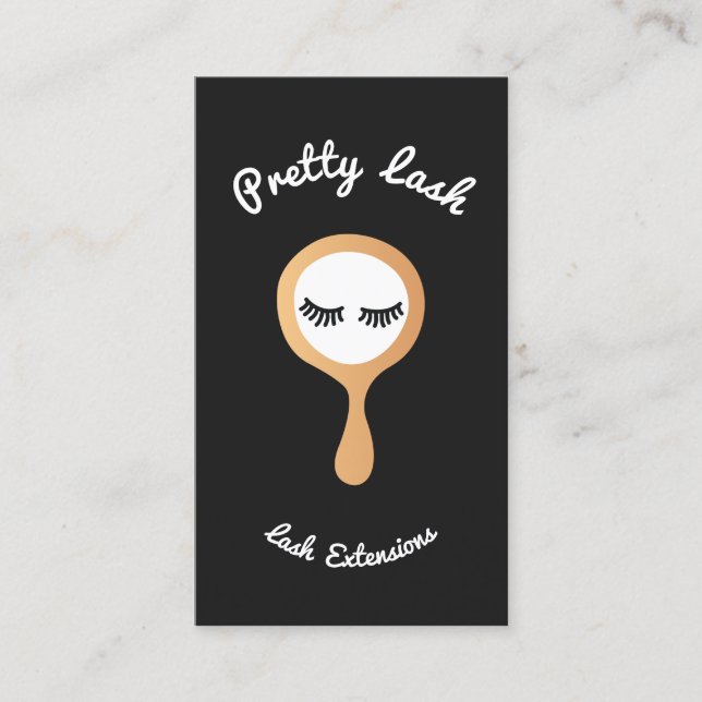 Svartvit ögatLash Lash-tillägg Guld Spegel Visitkort (Framsida)