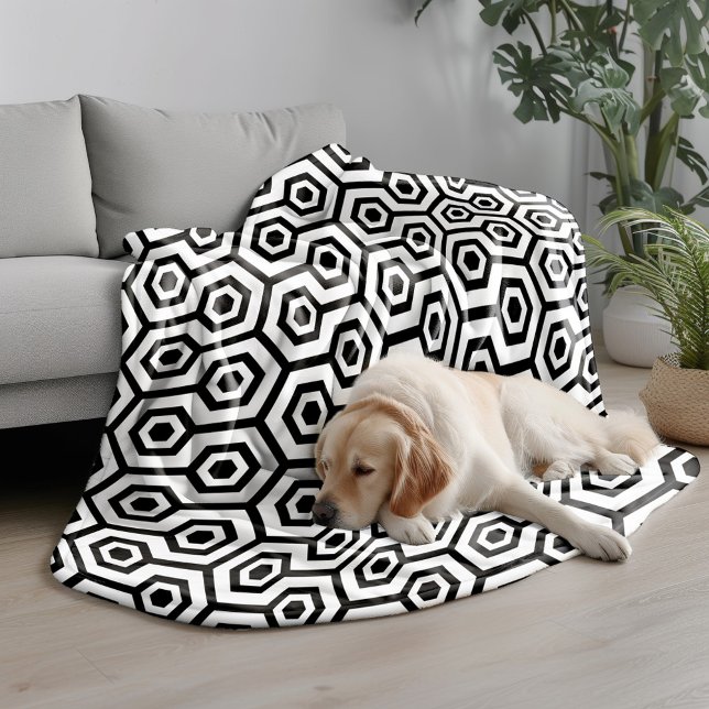 Svartvit okton Geometric Mönster Fleecefilt (Skapare uppladdad)