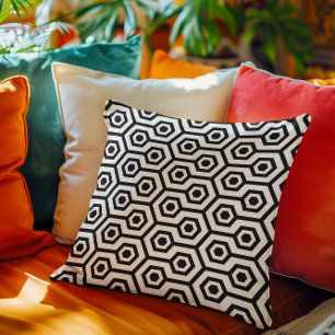Svartvit okton Geometric Mönster Kudde