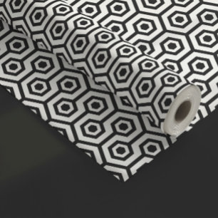 Svartvit okton Geometric Mönster Presentpapper