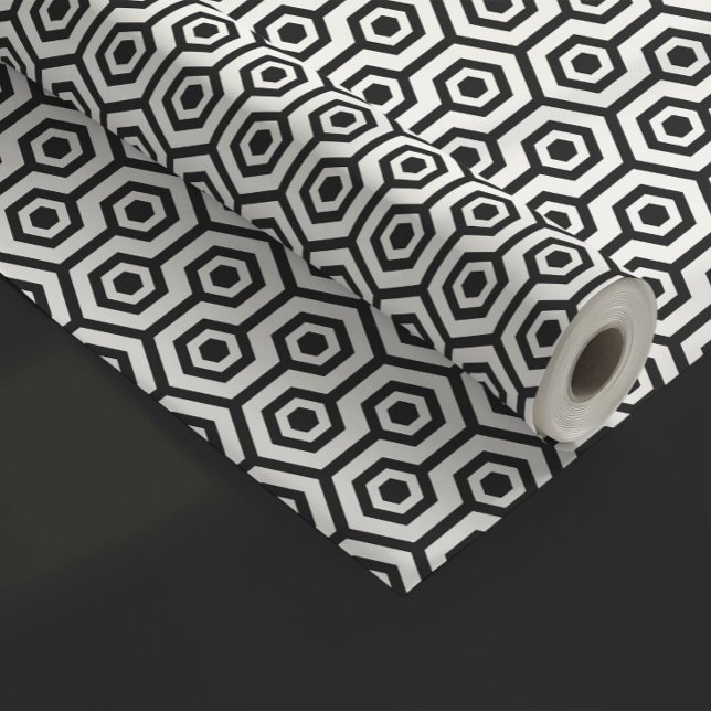 Svartvit okton Geometric Mönster Presentpapper (Skapare uppladdad)