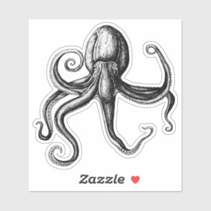 Svartvit oktopus klistermärken