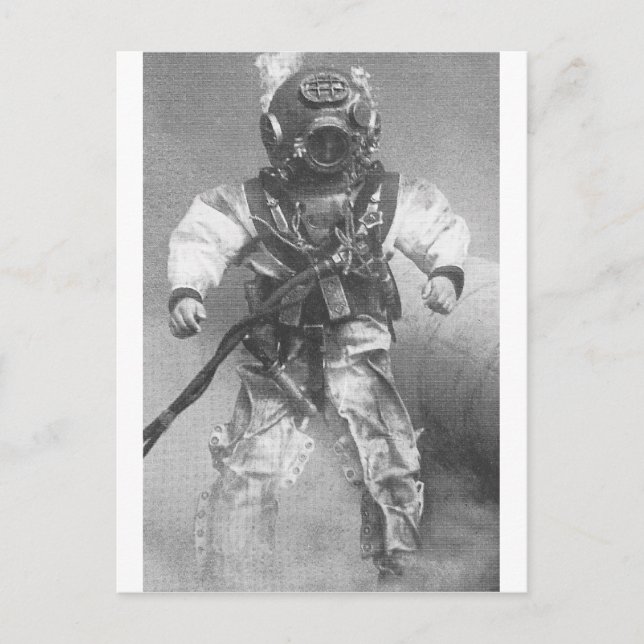 Svartvit old school-dykare vykort (Framsida)