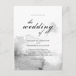 Svartvit Ombre Calligraphy Bröllop Vykort
