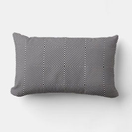 Svartvit Op Art Diamond Rand Geometric Lumbarkudde