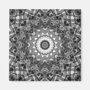 Svartvit, öppet arbete, mandala magnet