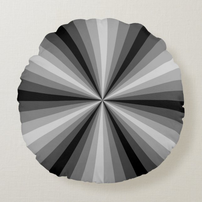 Svartvit, optisk Illusion-fyllning Rund Kudde (Framsidan)