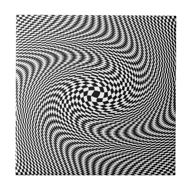 Svartvit optisk illusion kakelplatta (Framsidan)