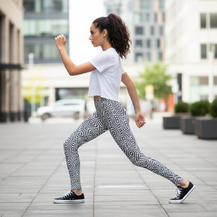 Svartvit optisk Illusion Mosaic Mönster Leggings