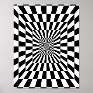 Svartvit optisk Illusion Poster