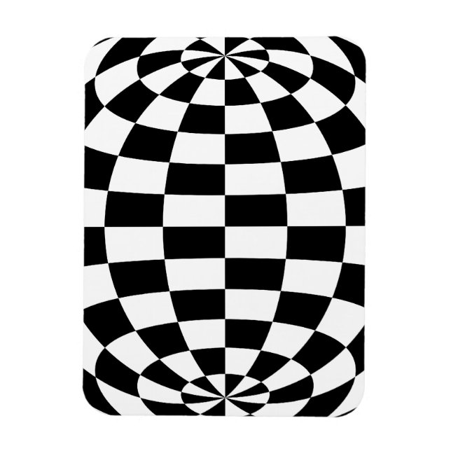 Svartvit optiska checkers för Illusionsrundan Magnet (Vertikal)