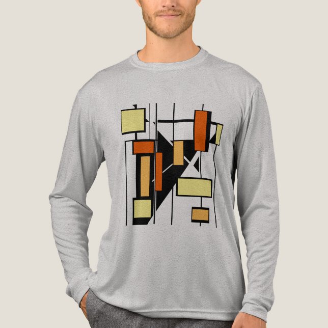 Svartvit Orange i gult, former MCM-liknande konst T Shirt (Framsida)