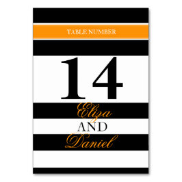 Svartvit orange strandade bröllop-bordsnummer bordsnummer