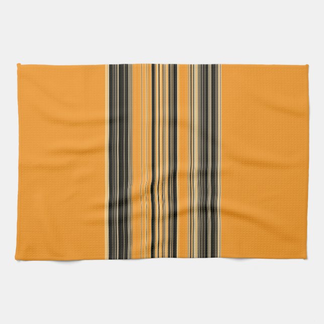 Svartvit Orange stripe Mönster Kökshandduk (Horisontell)