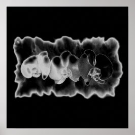 Svartvit, orchid-målartrippy-blommigt poster