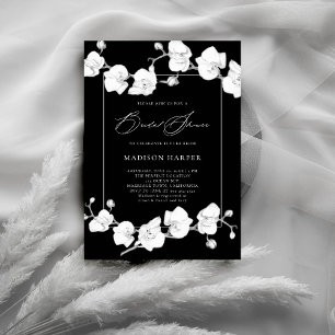 Svartvit Orchids Black Graphite Sketch Möhippa Inbjudningar