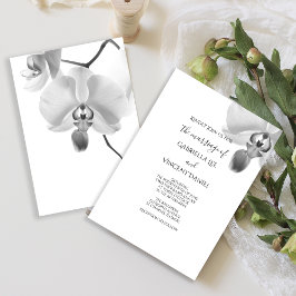 Svartvit Orchids Bröllop Inbjudningar