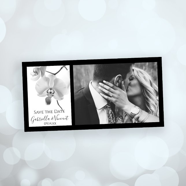 Svartvit Orchids Bröllop spara datum Spara Datumet (Set the tone for your elegant marriage ceremony and reception with this orchid inspo)