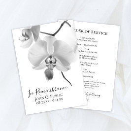 Svartvit Orchids på Stem Funeral Service Program
