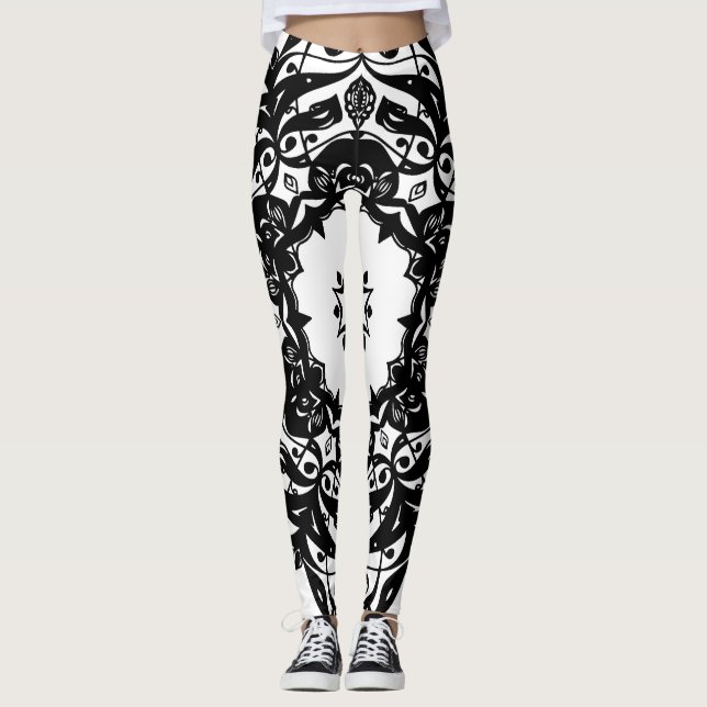 Svartvit organisation Leggins Leggings (Framsida)