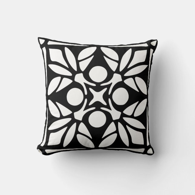 Svartvit ornat Pillow Kudde (Framsida)