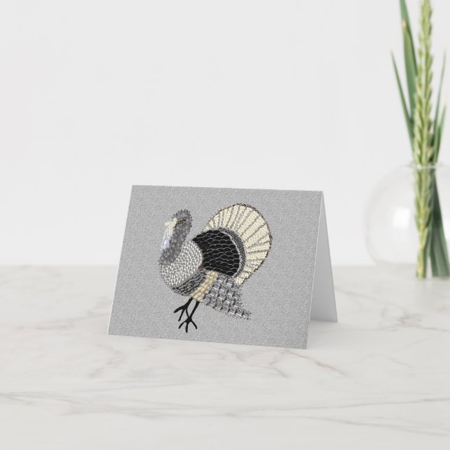 Svartvit ornat-Thanksgiving Turkiet Helgkort (Framsida)