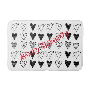 Svartvit ört Bathroom Bath Mat Badrumsmatta
