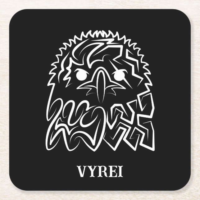 Svartvit ört underlägg papper kvadrat (Framsidan)