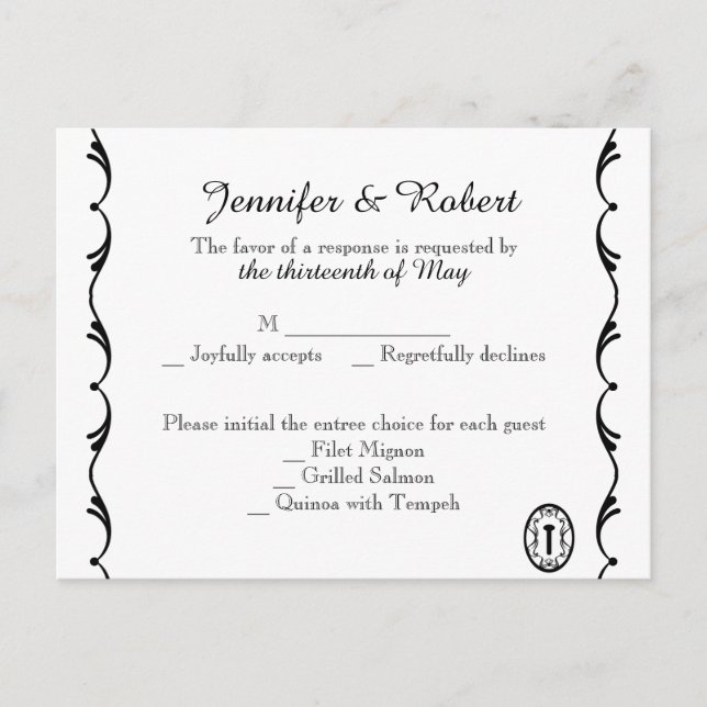 Svartvit OSA i Nyckel-vykort Inbjudan Vykort (Framsida)