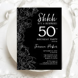 Svartvit överraskning 50:e födelsedagen inbjudningar<br><div class="desc">Svartvit överraskning 50:e födelsedagsinbjudan. Minimalistisk modern femininin-design har botaniska accenter och typiska typsnitt. Enkel perfekt för inbjudan-kort i blommigt för en snyggt kvinnlig överraskning i firande. Skrivna Zazzle-inbjudningar eller digital utskrivbar mall för omedelbar nedladdning.</div>