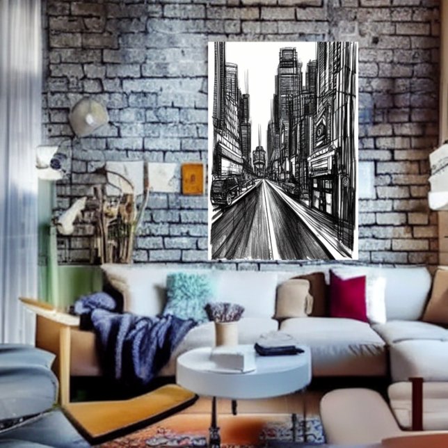 Svartvit på gatan | AI Art Poster (Skapare uppladdad)