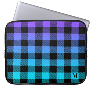 Svartvit på lila och turkos, ombre laptop fodral