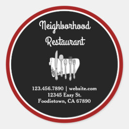 Svartvit på Red Anpassningsbar Restaurant Stickers Runt Klistermärke